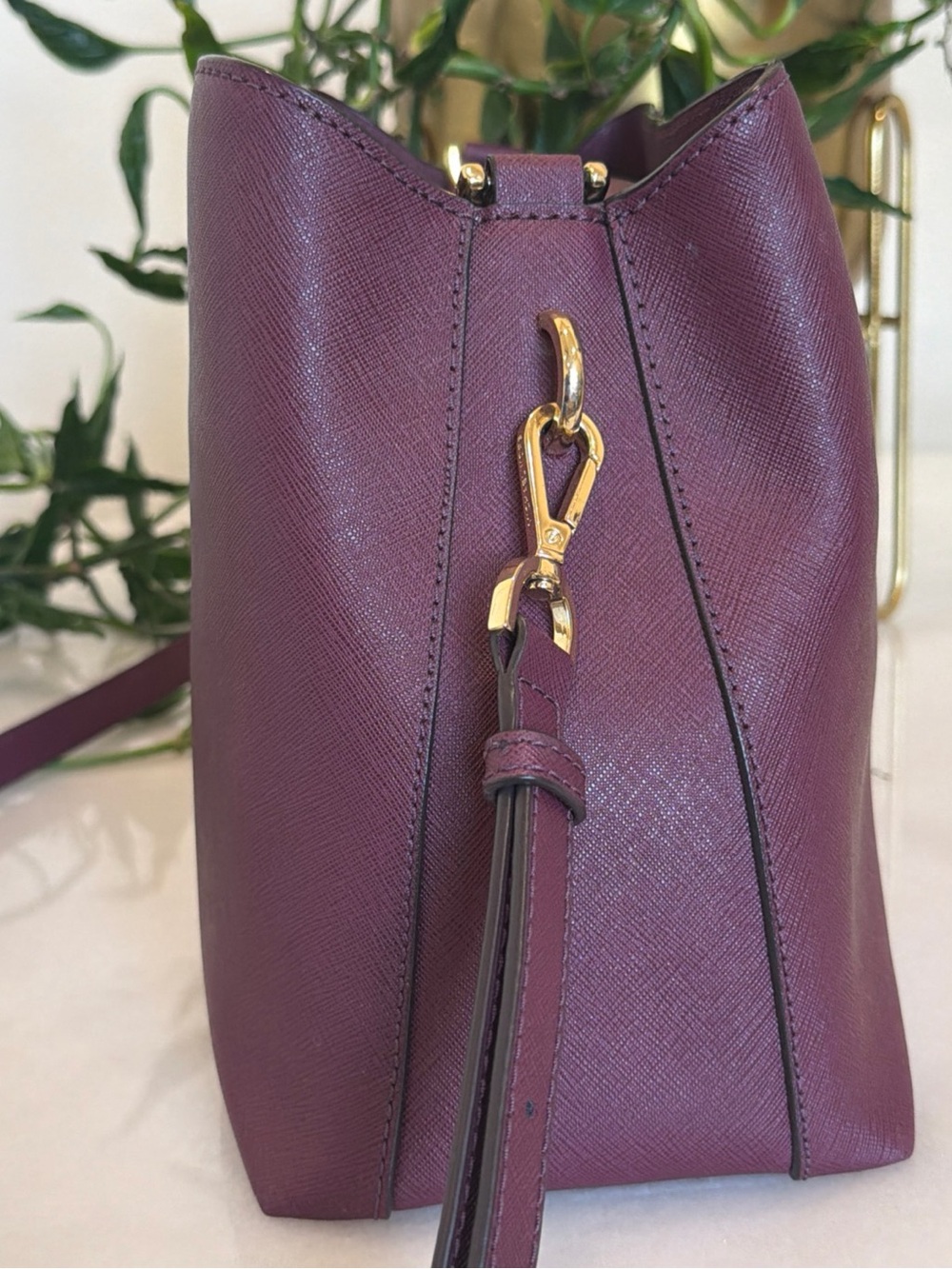Michael Kors Purple Saffiano Leather Crossbody - Picture 8 of 15